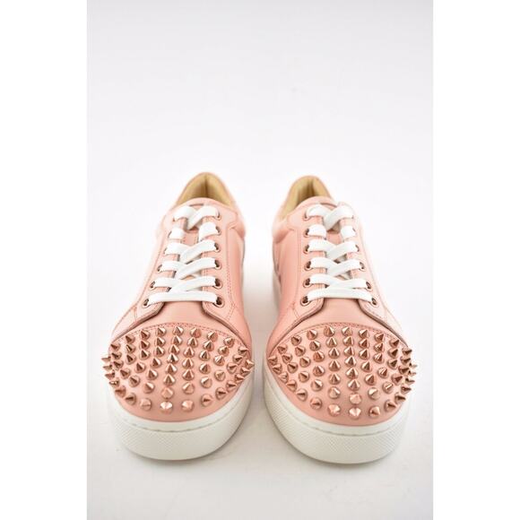 Christian Louboutin Vieira Spikes Pink Jupon Leather Flat Low Top Sneakers 34 - Picture 5 of 12